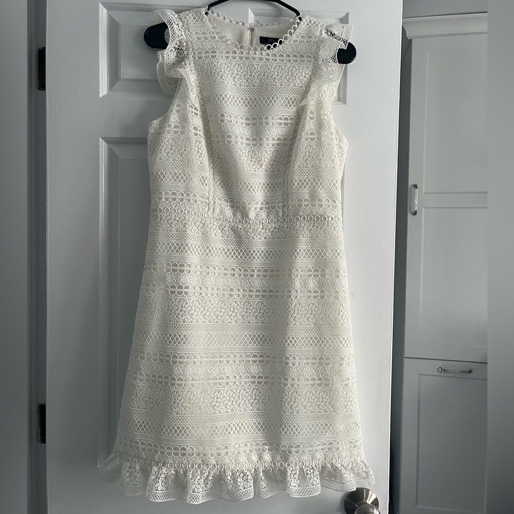 J Crew lace eyelet dress with ruffle hem